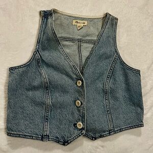 Madewell Blue Denim Button-Up Vest